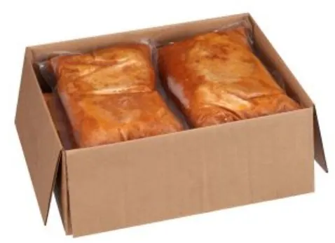 Bulk bags of sauce in a case
