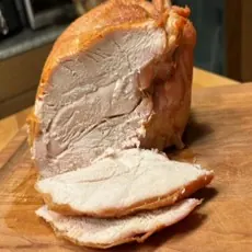 Carved roast turkey